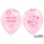 Balony 30cm Miś - mam już..., Pastel Pink (1 op. / 50 szt.)