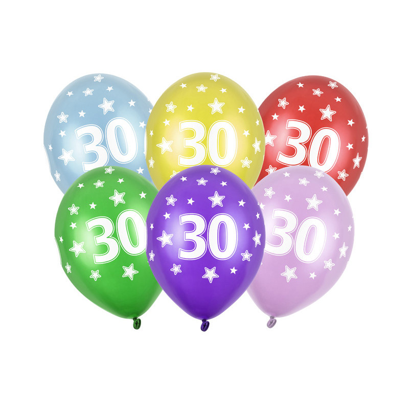 Balony 30cm, 30th Birthday, Metallic Mix (1 op. / 50 szt.)