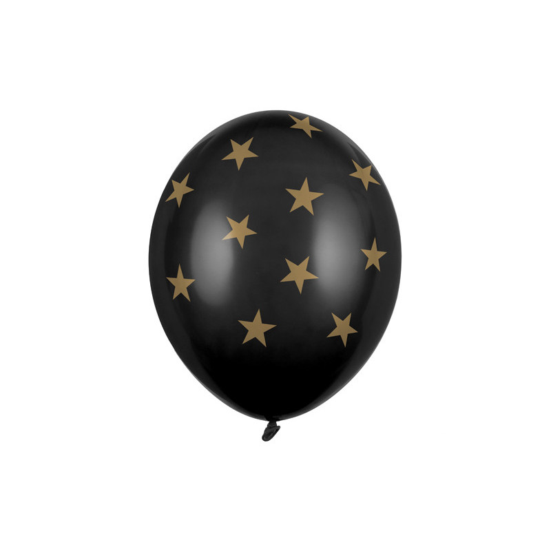 Balony 30cm, Gwiazdki, Pastel Black (1 op. / 50 szt.)