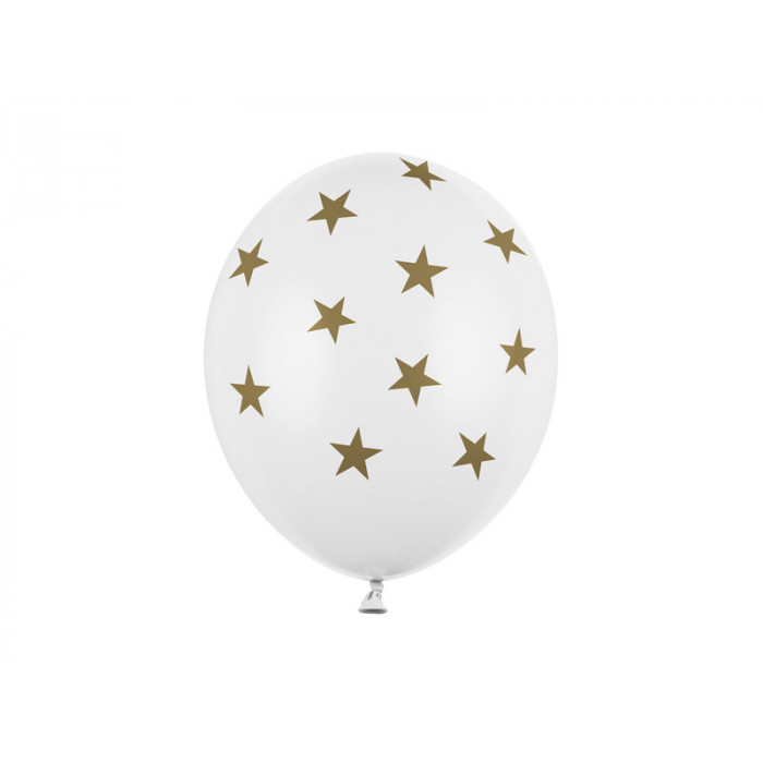 Balony 30cm, Gwiazdki, Pastel Pure White (1 op. / 50 szt.)