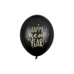 Balony 30cm, Happy New Year, Pastel Black (1 op. / 6 szt.)