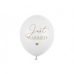 Balony 30cm, Just Married, P. Pure White (1 op. / 6 szt.)