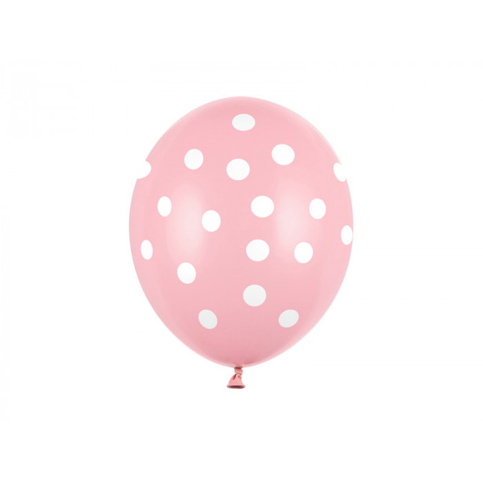 Balony 30cm, Kropki, Pastel Baby Pink (1 op. / 50 szt.)