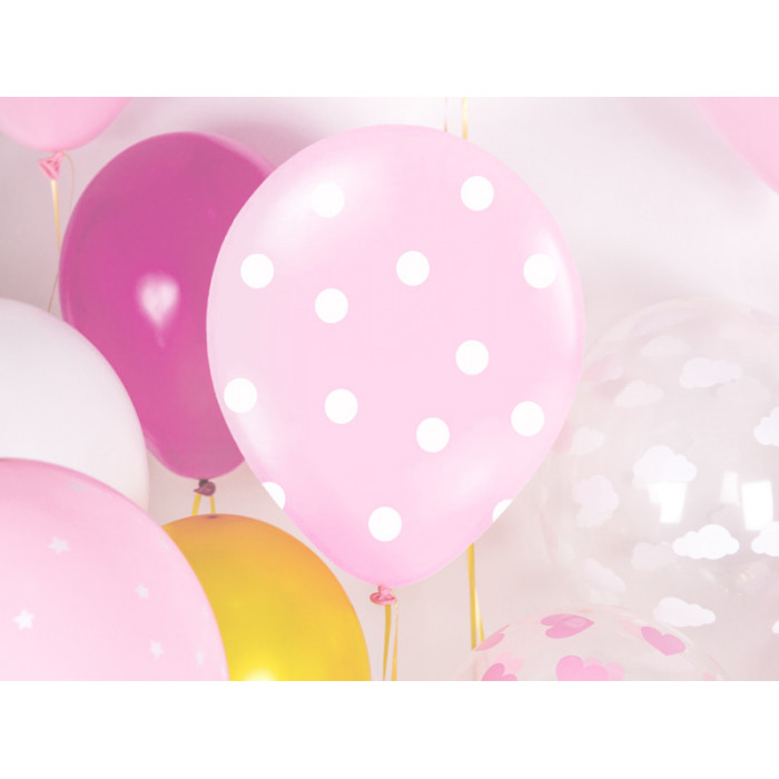 Balony 30cm, Kropki, Pastel Baby Pink (1 op. / 50 szt.)