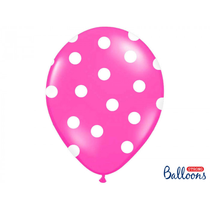 Balony 30cm, Kropki, Pastel Hot Pink (1 op. / 50 szt.)